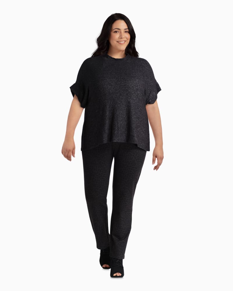 Plus size model with rectangle body shape wearing Phoebe Cozy Knit Top by B. Curvy | Dia&Co | dia_product_style_image_id:111183